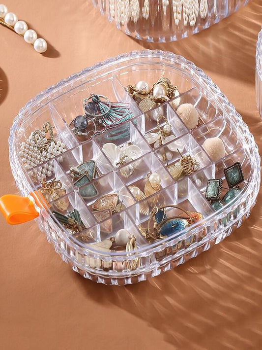 Transparent Jewelry Storage Box with Multiple Compartments